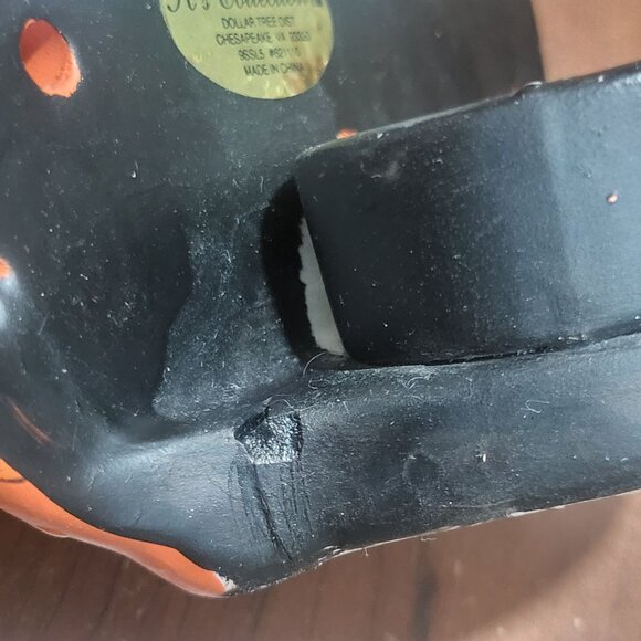 Vintage Jack O Lantern Pumpkin Ceramic Tea Light Holder Repaired - Picture 10 of 12